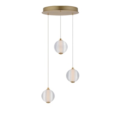 ET2 Rhythm Multi Light Pendant featuring a modern design with multiple steel and glass elements in a gold finish, elegantly hanging at varying heights.