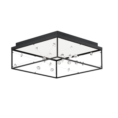 ET2 Entanglement Flush Mount featuring a sleek black steel frame with intricate crystal accents, providing a modern and elegant lighting solution.