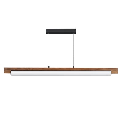 ET2 Joist Linear Suspension in Walnut with Black finish, featuring a sleek design with wood, acrylic, aluminum, and steel elements.