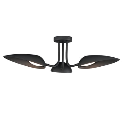 ET2 Marsh Semi Flush Mount light fixture in a sleek black finish, featuring a modern design with a steel frame and elegant, minimalist aesthetic.