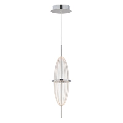 ET2 Quasar Pendant in Polished Chrome finish, featuring a sleek stainless steel frame with acrylic accents, elegantly illuminating the space.