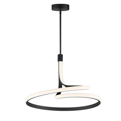ET2 Serpentine Round Pendant featuring a sleek Black Aluminum design with a modern, swirling shape, suspended elegantly from the ceiling.