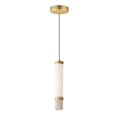 ET2 Travertine Pendant light featuring a sleek travertine and gold finish with a modern design, crafted from steel, acrylic, and stone materials.