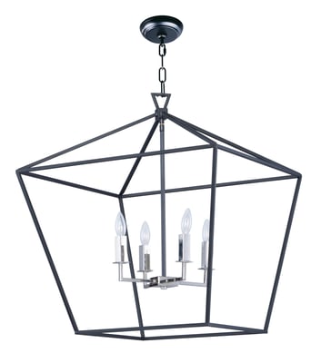Maxim Lighting Abode Chandelier in Black with Polished Nickel finish, crafted from durable steel for elegant home decor.
