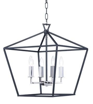 Maxim Lighting Abode Chandelier in Black with Polished Nickel, featuring a stylish steel design for modern interiors.