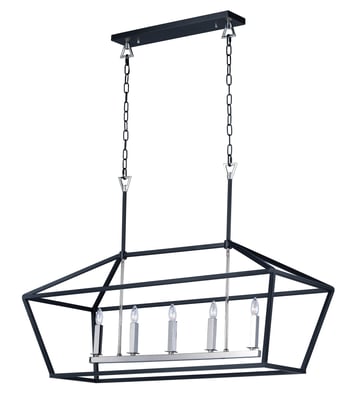 Maxim Lighting Abode Island Pendant in Black with Polished Nickel, featuring a sleek steel design for modern interiors.