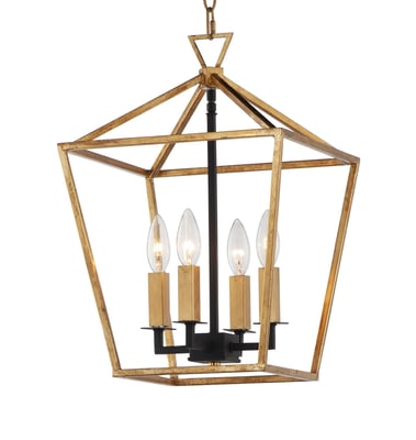Maxim Lighting Abode 4-Light Small Chandelier in Gold Leaf with Textured Black Steel for elegant home decor.