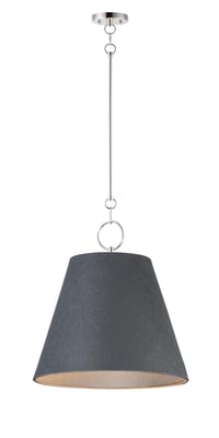 Image of Maxim Lighting's Acoustic Pendant in Satin Nickel finish, 30 inches wide, featuring a sleek, modern design with a smooth, metallic surface.