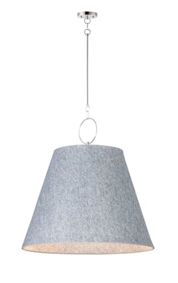 Maxim Lighting Acoustic Pendant in Satin Nickel, featuring steel, fabric, and glass materials for modern elegance.
