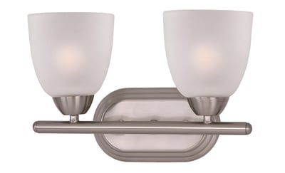 Maxim Lighting Axis Bathroom Vanity Light in Satin Nickel, featuring sleek steel and glass design for modern bathrooms.