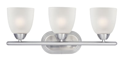 Maxim Lighting Axis Bathroom Vanity Light in Satin Nickel, featuring durable steel and glass for a modern bathroom aesthetic.