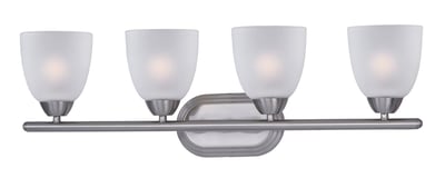 Maxim Lighting Axis Bathroom Vanity Light in Satin Nickel, featuring durable steel and glass design for modern bathrooms.