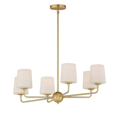 Maxim Lighting Bristol Chandelier in Satin Brass, featuring a stylish design with steel and glass materials.