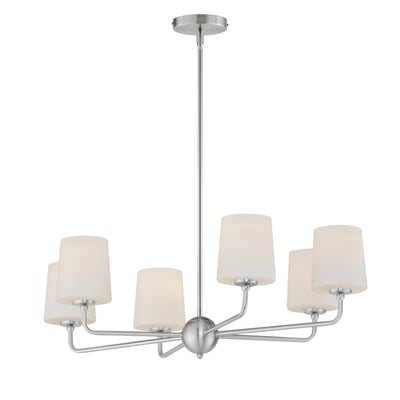 Maxim Lighting Bristol Chandelier in Satin Nickel, featuring elegant steel and glass design for stylish home decor.