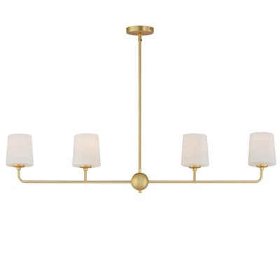 Maxim Lighting Bristol Linear Chandelier in Satin Brass, featuring a sleek design with steel and glass materials.