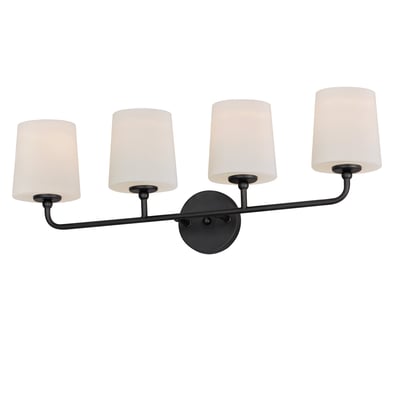 Maxim Lighting Bristol Bath Vanity Light in Black, featuring durable steel and glass for a modern bathroom aesthetic.