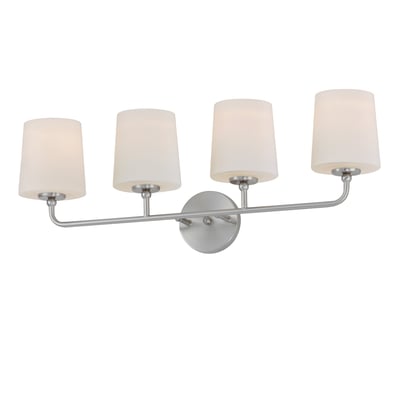 Maxim Lighting Bristol Bath Vanity Light in Satin Nickel, featuring durable steel and glass for a modern bathroom aesthetic.