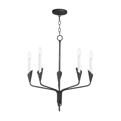 Maxim Lighting Calyx Chandelier in Black finish, crafted from durable steel, adding elegance to any space.