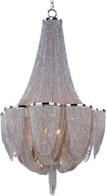 Maxim Lighting Chantilly Chandelier in Polished Nickel, featuring a stylish steel design for elegant home decor.