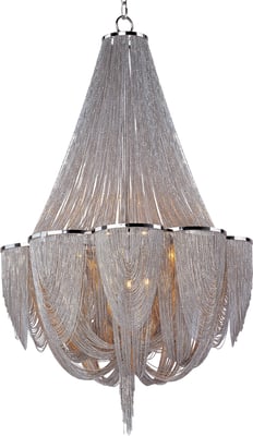 Maxim Lighting Chantilly Chandelier in Polished Nickel, featuring a sleek steel design for elegant home décor.