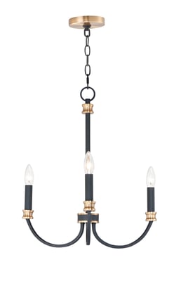 Maxim Lighting Charlton Chandelier in Black with Antique Brass finish, crafted from durable steel for elegant lighting.