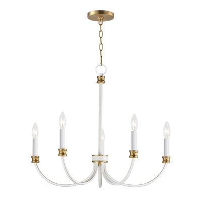 Maxim Lighting Charlton Chandelier in Weathered White with Gold Leaf, crafted from durable steel for elegant home decor.