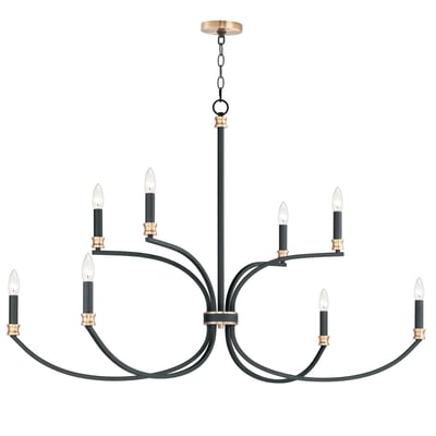 Maxim Lighting Charlton Chandelier in Black with Antique Brass finish, crafted from durable steel for elegant home decor.