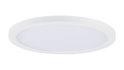 Maxim Lighting Chip Outdoor Round Flush Mount in White, made of durable polycarbonate and aluminum for stylish outdoor illumination.
