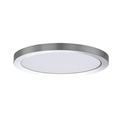 Maxim Lighting Chip Outdoor Round Flush Mount in Satin Nickel, durable steel design for stylish outdoor illumination.