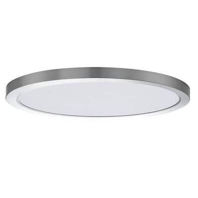 Maxim Lighting Chip Outdoor Round Flush Mount in Satin Nickel, durable steel construction for stylish outdoor illumination.