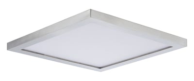 Maxim Lighting Chip Outdoor Square Flush Mount in Satin Nickel, featuring durable polycarbonate and steel materials.
