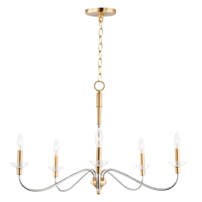 Maxim Lighting Clarion Chandelier in Chrome with Satin Brass finish, crafted from durable steel for elegant lighting.