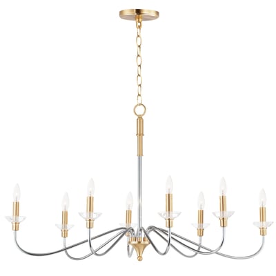 Maxim Lighting Clarion Chandelier in Chrome with Satin Brass finish, crafted from durable steel for a modern touch.