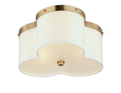 Maxim Lighting Clover Light Flush Mount in Satin Brass, stylish steel design for modern home decor.