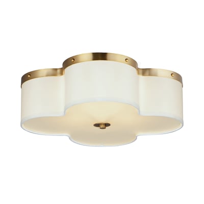 Maxim Lighting Clover Light Flush Mount in Satin Brass, stylish steel design for modern home decor.