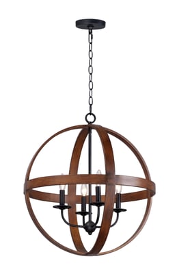 Maxim Lighting Compass Pendant in Antique Pecan with Black finish, crafted from durable steel for stylish home illumination.