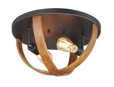 Maxim Lighting Compass Light Flush Mount in Antique Pecan with Black finish, crafted from durable steel for stylish illumination.