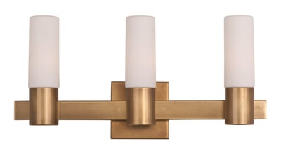 Maxim Lighting Contessa Bath Vanity Light in Natural Aged Brass with Steel and Glass for elegant bathroom decor.