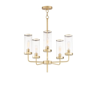 Maxim Lighting Crosby Chandelier in Satin Brass, featuring a modern design with durable steel construction.