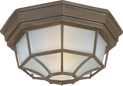 Maxim Lighting Crown Hill Outdoor Ceiling Mount in Rust Patina, durable aluminum design for stylish outdoor illumination.