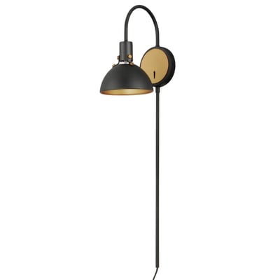 Maxim Lighting Dawn Pin Up Wall Sconce in Antique Brass with Black finish, featuring an elegant design crafted from Aluminum.
