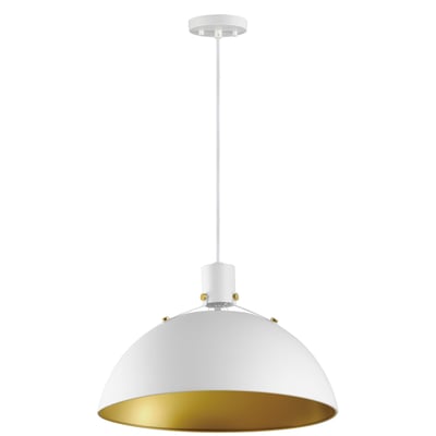 Maxim Lighting's Dawn Pendant in Aluminum features a sleek design with a White finish and Satin Brass accents, offering a modern touch to any space.