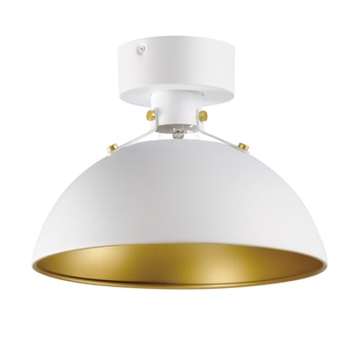 Maxim Lighting Dawn Flush Mount in White with Satin Brass finish, featuring an elegant aluminum design with a modern, minimalist aesthetic.