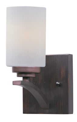 Maxim Lighting Deven Wall Sconce in Satin Brass, featuring a sleek, modern design with a smooth finish and elegant curves.