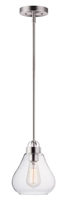 Maxim Lighting Dianne Pendant in Satin Nickel finish, featuring a sleek steel frame and a frosted glass shade, hanging elegantly from the ceiling.