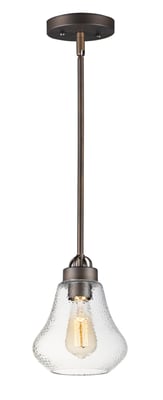 Maxim Lighting Dianne Pendant in Oil Rubbed Bronze finish, featuring a sleek steel frame and a glass shade, elegantly suspended from the ceiling.