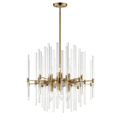 Maxim Lighting Divine Chandelier with a Heritage finish, featuring a Steel frame and Glass accents, elegantly hanging from the ceiling.