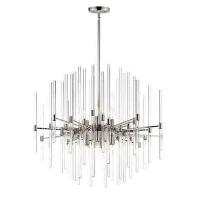 Maxim Lighting Divine Chandelier in Polished Nickel finish, featuring elegant steel and glass construction with multiple lights and intricate design details.