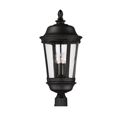Maxim Lighting Dover Cast Outdoor Post Light in Bronze finish, made of Aluminum, featuring a classic design with a clear glass lantern on a post.