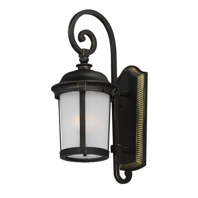 Maxim Lighting Dover LED Outdoor Sconce in Bronze finish, crafted from Aluminum, mounted on a wall, casting a warm glow.